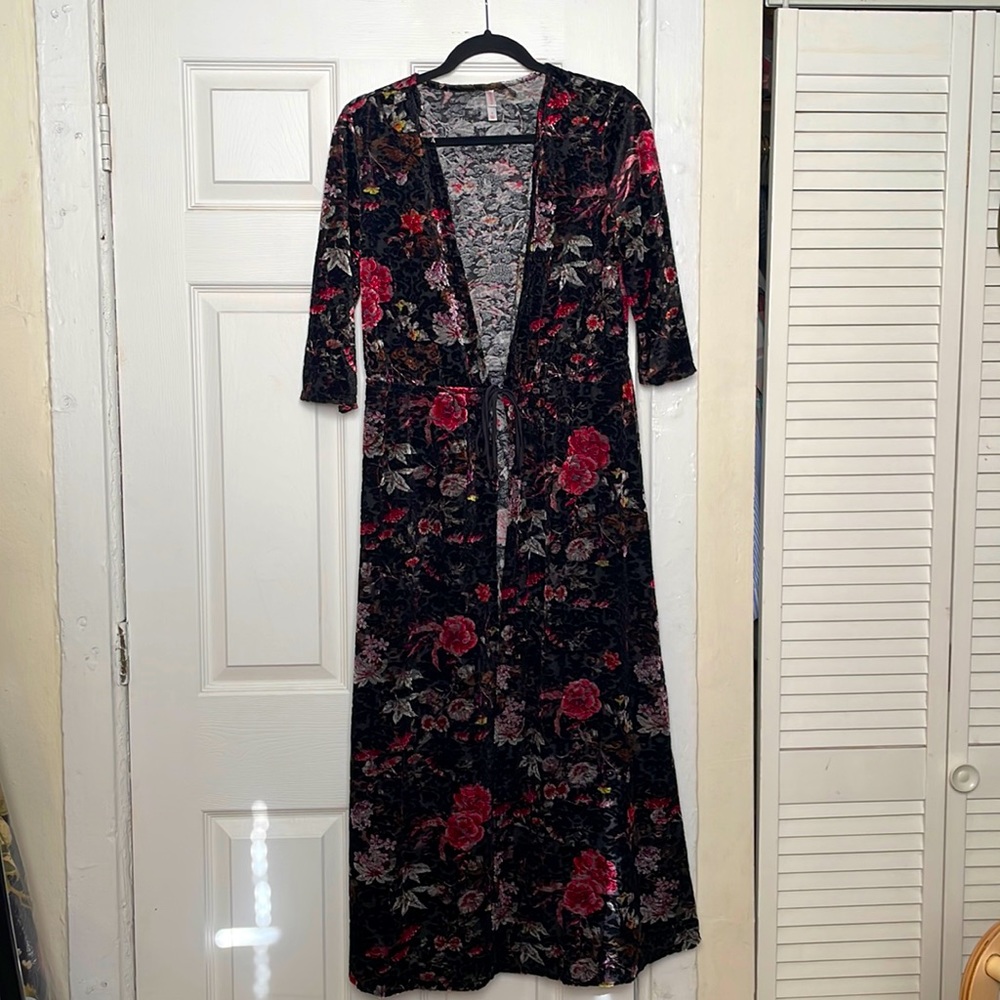 Long velvet duster style top